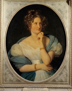 صورة للكاتب الفرنسي دلفين جاي (1804-1855) ، مدام إميل دي جيراردين اسمها المستعار هو Viscount Charles de Delaunay. رسم لويس هيرسينت (1777-1860) 1824 صن. 0.92 × 0.72 م بواسطة لويس هرسنت