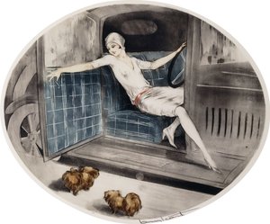 امرأة في سيارة مع اثنين من البكيني بواسطة لويس إيكارت