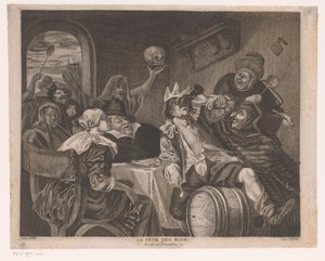 شركة الحفلات مع رجل شرب في تاج La fete des rois (العنوان على الكائن) حفلة عيد الغطاس بواسطة لويس جوجي