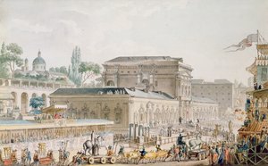 الآثار الموجودة في Herculaneum يتم نقلها إلى متحف نابولي ، c.1782 (قلم حبر ومرحاض على الورق) بواسطة لويس جان ديسبريز