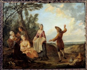 رقصة ريفية. لوحة لويس جوزيف واتو ديت واتو دي ليل (1731-1798)