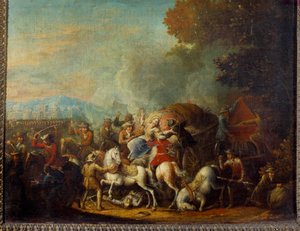 الهجوم على عربة من قبل قطاع الطرق لوحة لويس جوزيف واتو دي واتو دي ليل (1731-1798) ريمس القرن الثامن عشر ، متحف الفنون الجميلة