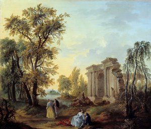 المشي Champetre لوحة لويس جوزيف واتو دي واتو دي ليل (1731-1798) من القرن الثامن عشر. الأحد 1.02x0.8 م مرسيليا ، متحف الفنون الجميلة