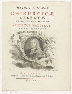 بورتريت فان ألبريشت فون هالر ألبرت هالر (العنوان على الكائن) Titelpagina for: Albrecht von Haller ، نقاشات جراحية مختارة ، 1755 بواسطة لويس جوبيرت