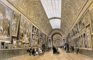 المعرض الكبير، متحف اللوفر، متحف اللوفر، حوالي عام 1850 (رسم) بواسطة لويس جول (بعد) أرنوت