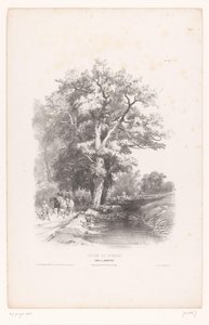 الصيادون مع الكلاب على طول حفرة في دورة رسم المناظر الطبيعية للغابات (عنوان السلسلة) Cours de Paysage (عنوان السلسلة على الكائن) بواسطة أوغست بري