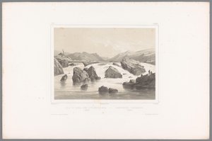 صيادو سمك السلمون عند نهر كاسا في هالاند Pêche du saumon dans la rivière de Kassa à Halland / Laxefiskiriet i Kassaelven ، Halland (العنوان على الكائن) وجوه في الدول الاسكندنافية (عنوان المسلسل) Vues du Nord. سويدي (عنوان المسلسل) بواسطة جورج اميل ليبرت