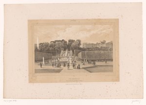 منظر لقلعة Saint-Cloud في حديقة Saint-Cloud Vue générale de la Cascade ، du grand Jet et du Château (العنوان على الكائن) مناظر داخل وحول باريس (عنوان السلسلة) سانت كلاود (عنوان السلسلة على الكائن)