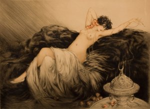 عارية مع الفراء الأسود.
