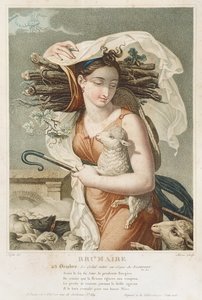 Brumaire (OctoberNovember) ، الشهر الثاني من التقويم الجمهوري ، نقشها Tresca ، الفرنسية ، c.1794 (النقش) بواسطة لويس لافيت