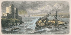 غرق `` Jourdain &39;&39; في بيروت عام 1863 ، بعد تصوير M. Mourgueville بواسطة لويس لو بريتون