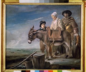 عائلة اللبن. (عائلة اللبن). عائلة فلاحية مع حمار. لوحة لويس لو نين (1593-1648) بواسطة لويس لو نين