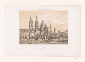 التقى Zicht op de Abbaye aux Hommes بكنيسة سانت إتيان تي كاين كاين. The Great Et. Etienne ، أو دير الرجال (العنوان على الكائن) Hedendaags Frankrijk (عنوان المسلسل) فرنسا في الوقت الحاضر (عنوان المسلسل على الكائن)