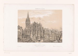 منظر لحنية كنيسة القديس بطرس في كاين كاين (أبسايد دي سانت بيير). جائزة Vue de la rue des Quoris (العنوان على الكائن) فرنسا المعاصرة (عنوان المسلسل) La France de nos jours (عنوان السلسلة على الكائن)