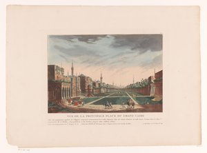 منظر لمربع في القاهرة Vue de la Principale Place du Grand Caire (العنوان على الكائن) مناظر المدينة في إيطاليا وإسبانيا ومصر (عنوان المسلسل) بواسطة جان بابتيست جنتي