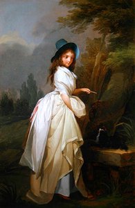 سيدة تلعب مع كلبها (زيت على قماش) بواسطة لويس ليوبولد بويلي