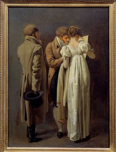 عشاق الطباعة يتأمل الشباب الصغار بأسلوب الإمبراطورية الأولى في الطباعة. لوحة لويس ليوبولد بويلي (1761-1845) 1810. الشمس 0،32 × 0،24 م بواسطة لويس ليوبولد بويلي