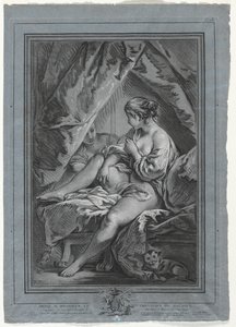 امرأة شابة جالسة على سرير ، 1764-1767. بواسطة لويس مارين بونيه
