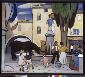 ينبوع تريتس مع حصان أسود لوحة لويس ماتيو فيرديلهان (1875-1928) القرن العشرين إشارة إلزامية: مجموعة تحيات بروفانس ، مرسيليا