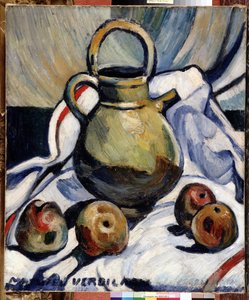 لا تزال الحياة مع القاذف والتفاح لوحة لويس ماتيو فيرديلهان (1875-1928) ديم. 55x46 cm إشارة إلزامية: مجموعة تحيات بروفانس ، مرسيليا