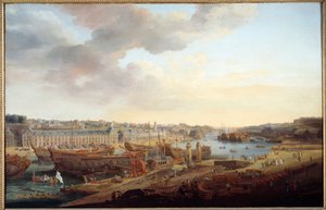 حوض بناء السفن: "" ميناء بريست "لوحة رسمها لويس نيكولاس فان بلارينبيرغي (1716-1794) 1774 صن. 1.25x1.93 م بريست ، متحف الفنون الجميلة