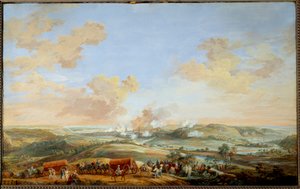 حرب خلافة النمسا (1741-1748): "" حصار قلاع نامور من قبل كونت كليرمون من 24 إلى 30 سبتمبر 1746 "" الغواش لويس نيكولاس فان بلارينبيرغي (1716-1794) 1782 صن. 0،59x0،94 م متحف فرساي للقلعة بواسطة Louis Nicolas van Blarenberghe