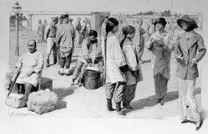 المسافرون الصينيون والأوروبيون من عبر سيبيريا أثناء توقف. 1913. إيل دي ساباتير