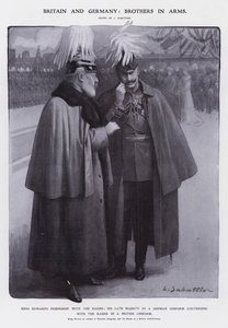 King Edward VII dressed as Colonel of the Prussian Dragoons and Kaiser Wilhelm II dressed as a British Field Marshal (litho)
