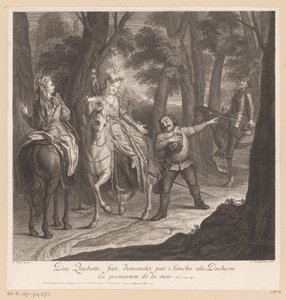 دون كيشوت يجعل سانشو تطلب الإذن من الدوقة لرؤيتها Don Quichotte fait student par Sancho ala Duchesse ca إذن de la voir (العنوان على الكائن) تاريخ دون كيشوت من لامانشا (عنوان المسلسل) بواسطة لويس سوروج
