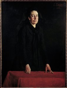 كومونة باريس: ""صورة لويز ميشيل (1830-1905) على المنصة"" الفوضوية المناضلة في المحكمة أثناء محاكمتها. لوحة للويس تيناير (1861-1942) 1882 شمس. 1,29×0,95 م باريس، متحف كرنفاليه انتبه! قد يكون استخدام هذا العمل موضوعا بواسطة لويس تينايير
