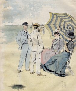 حمامات البحر: على الشاطئ. من L. Vallet Watercolor. 1892. بواسطة لويس فاليه
