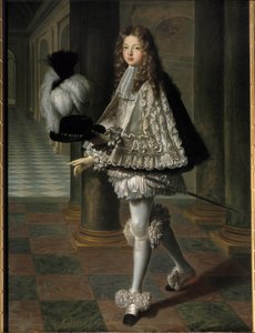 Portrait en pied de Louis Alexandre de Bourbon ، كونت تولوز مرتديًا ثوب الروح القدس المبتدئ (وسام الروح القدس) (1678-1737) ، الابن الشرعي للويس الرابع عشر وفرانسواز أثينا (فرانسواز أثينا) بقلم روششوارت مورتيمارت ، ماركيز مونت بواسطة لويس دي بولون