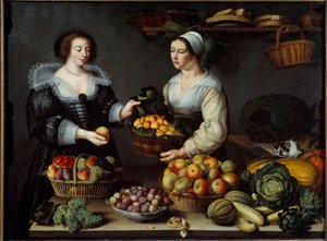 La merchant de fruits et de vegetables Painting by Louise Moillon (1610-1696) 1630 Sun. 1,20x1,65 m