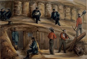 مدفعيون من الفوج الملكي المدفعية يستريحون في خنادق سيباستوبول ، 1855 بواسطة الملازم هنري جيمس ألدرسون