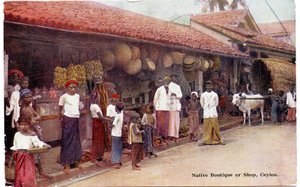 Native Boutique أو Shop ، سيلان ، c.1900-20 (صورة ملونة يدويًا)