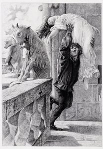 Quasimodo ableve Esmeralda - في "Notre Dame de Paris" بقلم فيكتور هوغو بواسطة Luc Olivier Merson ، نقش بواسطة Gery Bichard ، محرر. إي تستارد ، باريس