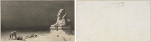 البقية في الرحلة إلى مصر (وجه الوجه) ؛ رسم لأبي الهول [؟] (ظهر)