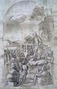 وعظ القديس يوحنا المعمدان ، بقلم لوكا كامبياسو (1527-1585) ، الرسم بالقلم الجاف والغواش ، إيطاليا بواسطة لوكا كامبياسو