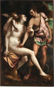 رسم فينوس وأدونيس للوكا كامبياسو (1527-1585) جينات القرن السادس عشر ، متحف سترادا نوفا (قصر بيانكو سابقًا) بواسطة لوكا كامبياسو