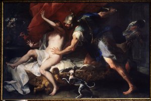 (Tarquinius و Lucretia) اغتصاب Lucrece (Lucrezia ، Lucretia ، سيدة رومانية) ، ضحية عنف ابن عمها Sextus Tarquin ، ابن Tarquin الرائع. لوحة لوكا جيوردانو (1632-1705) متحف الدولة للفنون في القرن السابع عشر ، تولا ، روسيا