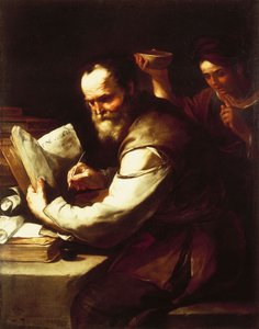 زانثيبي يصب الماء على عنق سقراط ، بواسطة لوكا جيوردانو (1634-1705) ، زيت على قماش بواسطة لوكا جيوردانو