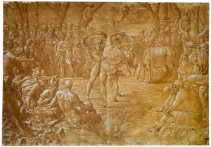 المعركة بين Entellus في صقلية و Dares of Troy ، c1544 بواسطة لوكا بيني