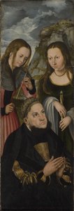 الناخب فريدريك حكيم ساكسونيا (1463-1525) مع القديسين أورسولا (يسار) وجنيفيف (يمين) بواسطة لوكاس كراناش الأكبر