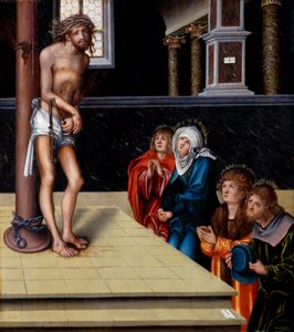 بالألمانية: Christus als Schmerzensensmann an der Geißelsäule المسيح كرجل الأحزان بواسطة لوكاس كراناش الأكبر