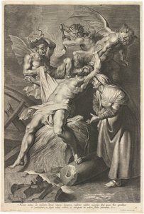 وظيفة تعذبها الشياطين وتسيء زوجته بواسطة Lucas Emil Vorsterman after Sir Peter Paul Rubens