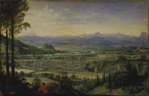 منظر لينز مع رسم فني في المقدمة ، 1593. بواسطة لوكاس فالكنبورش فان