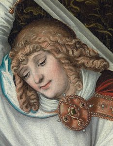 رئيس الملائكة ميخائيل يحمل ميزان العدل (التفاصيل) (زيت على لوحة)