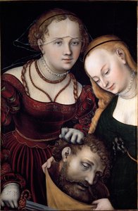 جوديث مع خادمة ورأس هولوفرن لوحة لوكاس كراناش الأكبر (1472-1553) 1530 صن. 77x52،5 سم فيينا ، متحف Kunsthistorisches - جوديث مع رأس Holofernes وخادم. زيت على خشب 77 × 52.5 سم