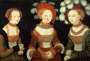 ثلاث أميرات من ساكسونيا ، سيبيلا (1515-92) ، إميليا (1516-91) وسيدونيا (1518-1575) ، بنات دوق هاينريش أوف فرومين ، حوالي 1535 (لوحة)