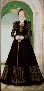 صورة آن من الدنمارك (1532-1585) زوجة الأمير المنتخب أوغسطس من ساكسونيا (1526-1586) لوحة لوكاس كرانش الشاب (1515-1586) 1565 صن. 215x104 سم متحف فيينا Kunsthistorisches